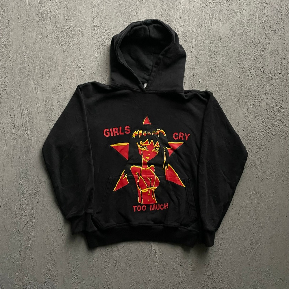 Girls Cry Too Much Graphic Hoodie Men Medium Black CATS